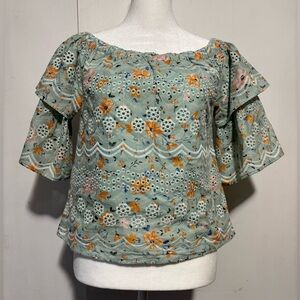 LAIA Ashtabula Off Shoulder Eyelet tiered Blouse Size XS